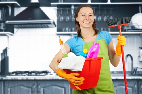Cleaning professional using safety equipment during a Streatham Cleaners service